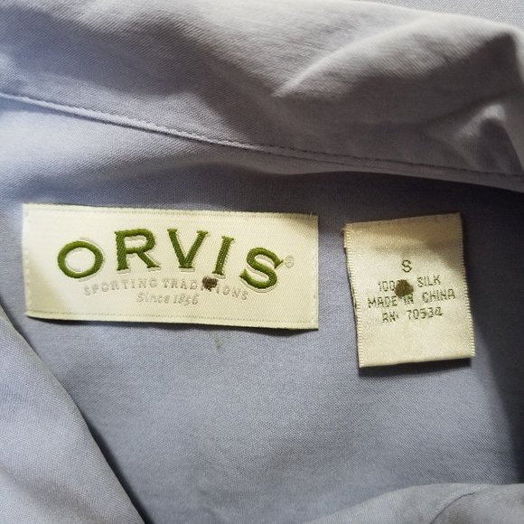 Orvis top Small button up down solid 3/4 sleeve 100% silk - Picture 12 of 13